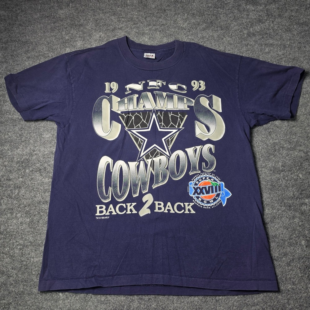 Vintage 1993 Dallas Cowboys NFC Champions T-Shirt XL Anvil Single Stitch USA